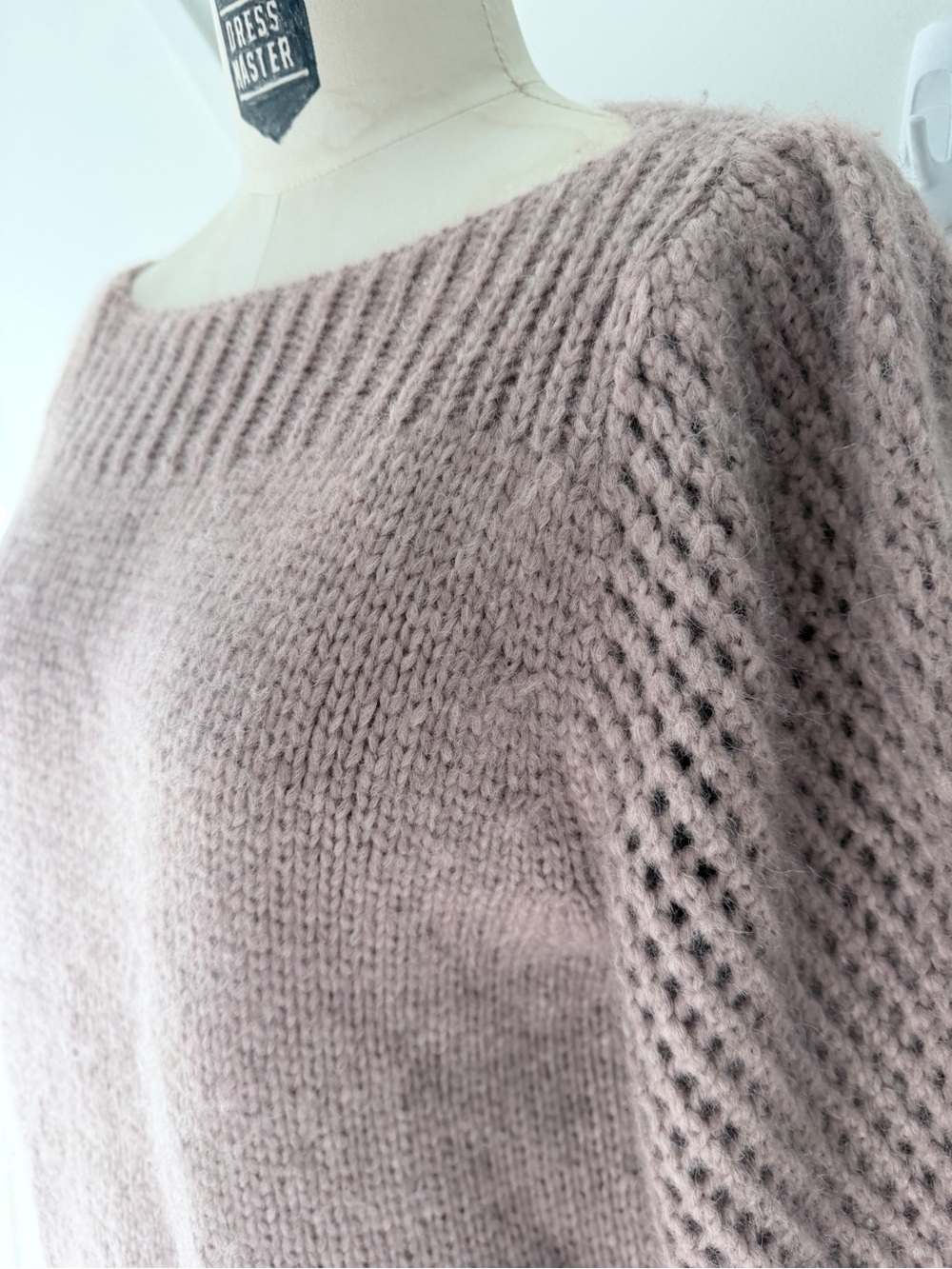 LoveShackFancy Alpaca Wool Blend Bateau Neck Crop Sweater Pink Size M - Picture 8 of 17